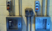 Pump controls at a water treatment plant.