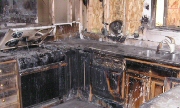This kitchen was destroyed by fire.